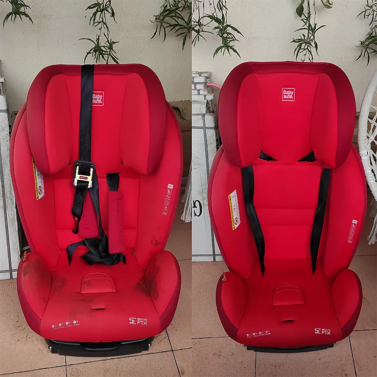 Dubinsko pranje nameštaja: pre i posle, dečje sedište za automobil