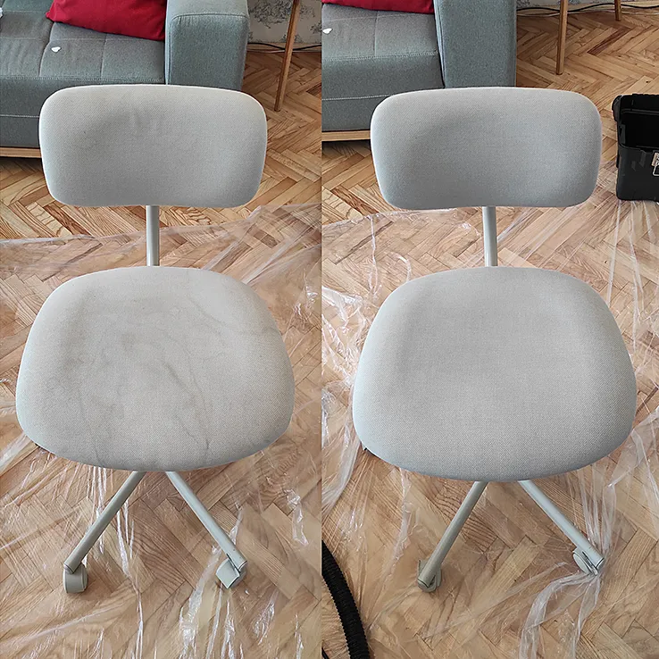 Dubinsko pranje nameštaja: pre i posle, stolica