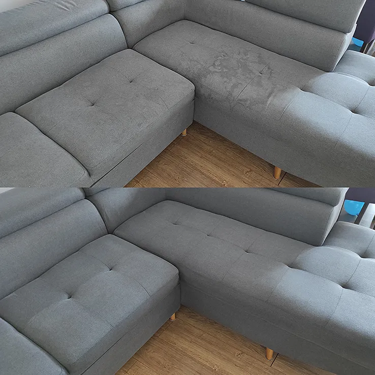 Dubinsko pranje nameštaja: pre i posle, ugaona garnitura