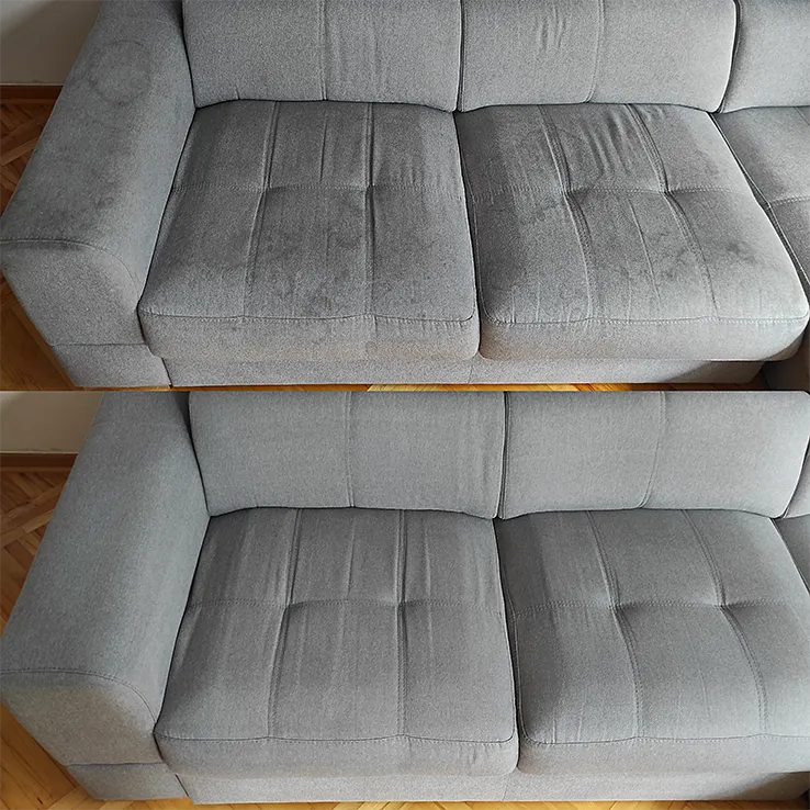 Dubinsko pranje nameštaja: pre i posle, ugaona garnitura